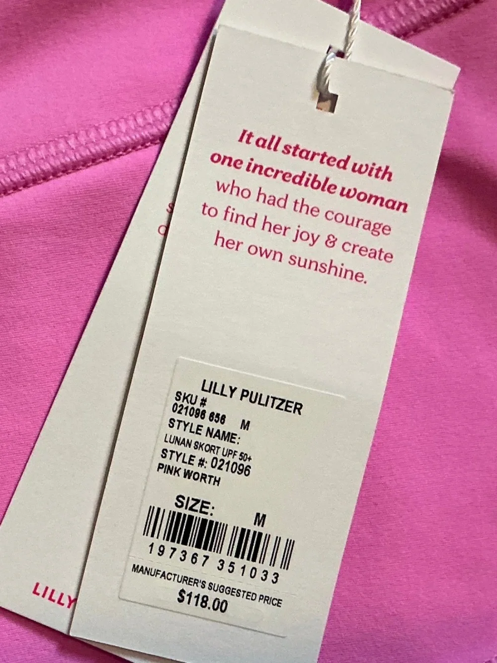 NWT Lilly Pulitzer Pink Luxletic LUNAN Skort in Pink Worth size:MEDIUM - Picture 6 of 6